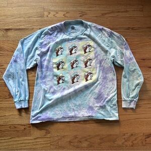 Buc-ees Shirt Mens XL Purple Blue Tie Dye Pop Art Logo Long Sleeve Crew Neck GUC
